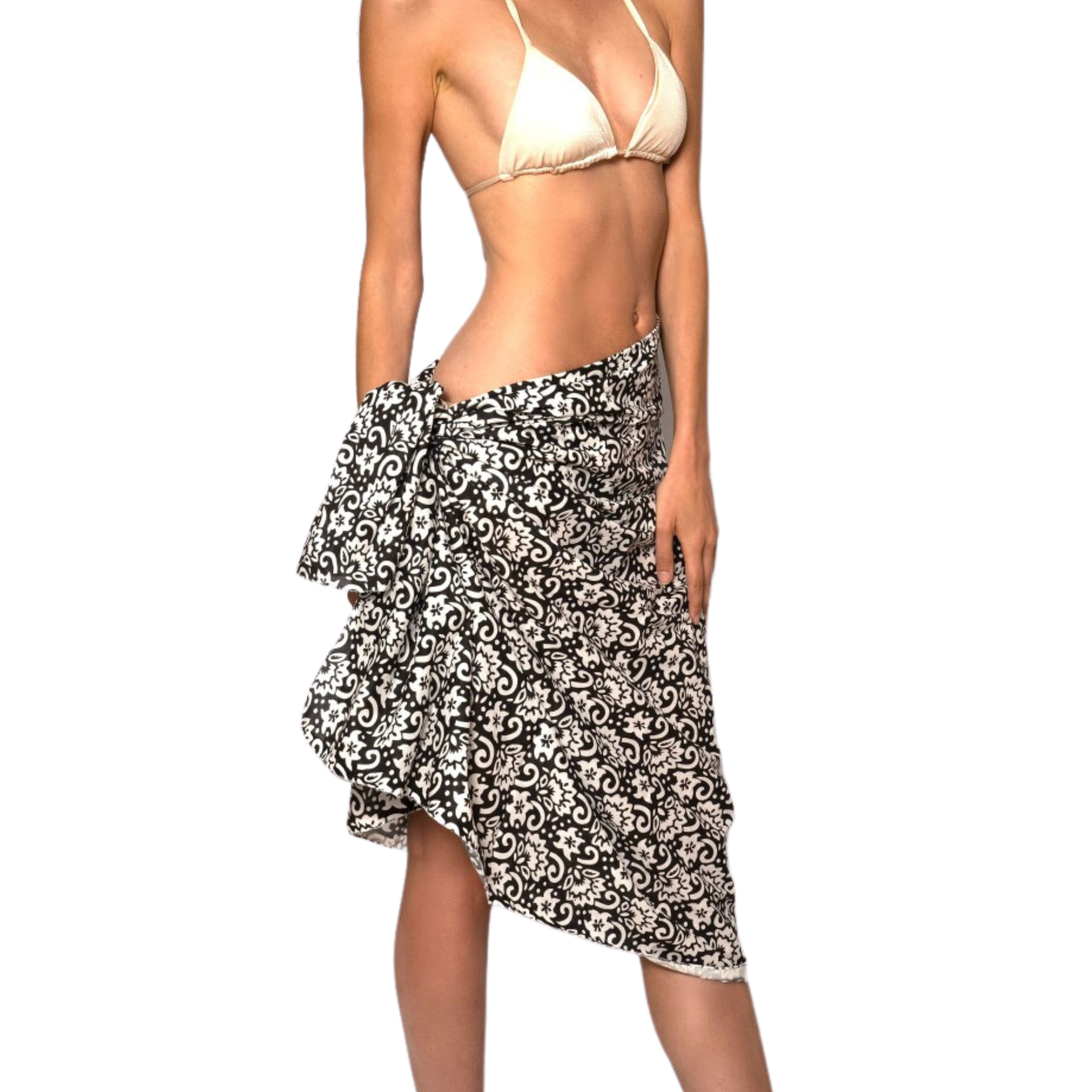 BLACK BANDANA PAREO
