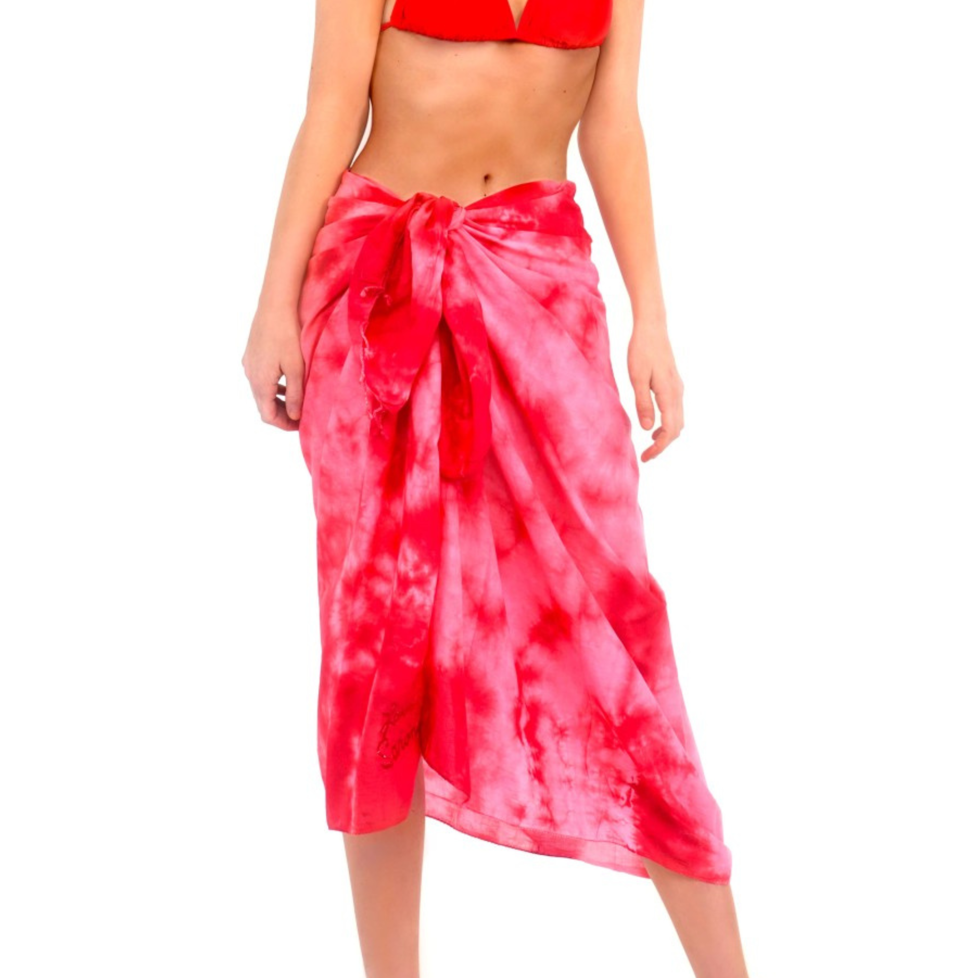 RED TIE & DYE PAREO