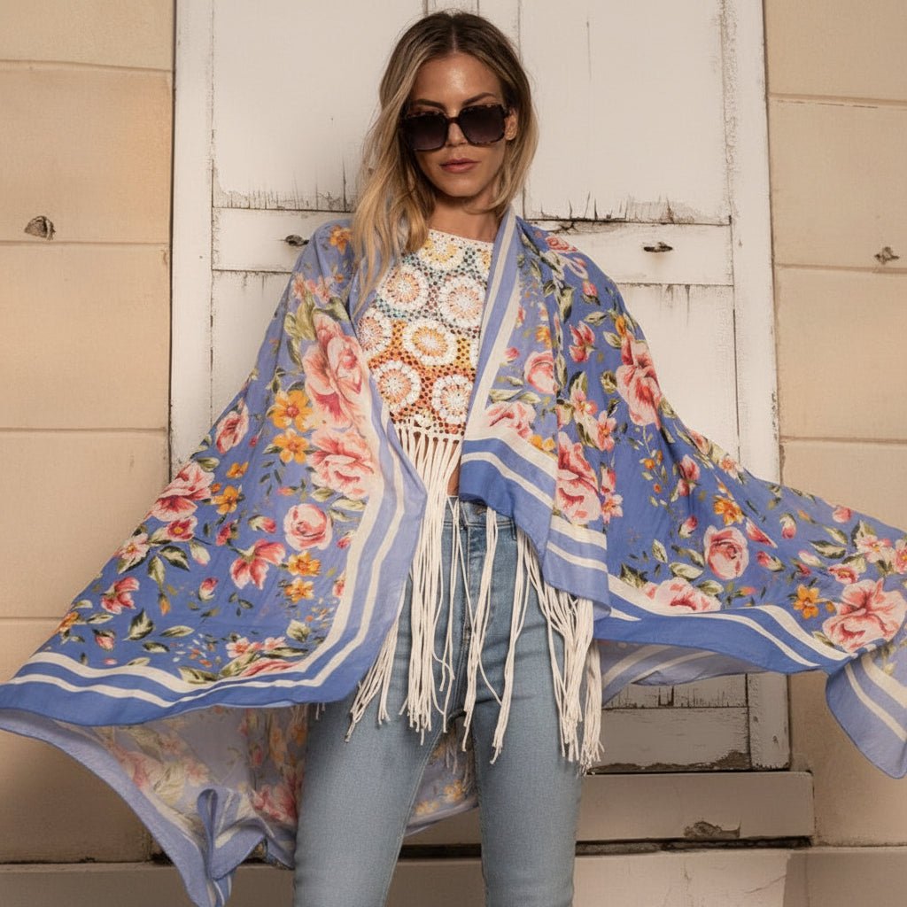 PAREO FLOWERS BLUE - LOVELY SARONG