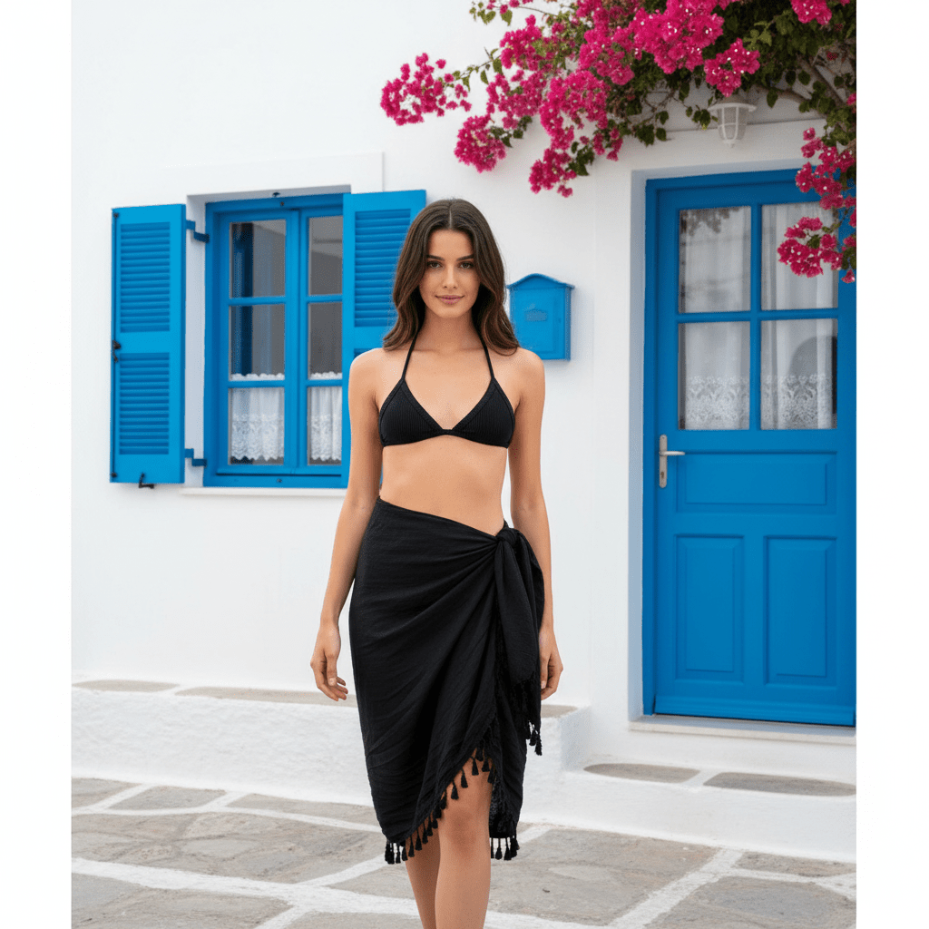 Paréo Noir Uni - LOVELY SARONG
