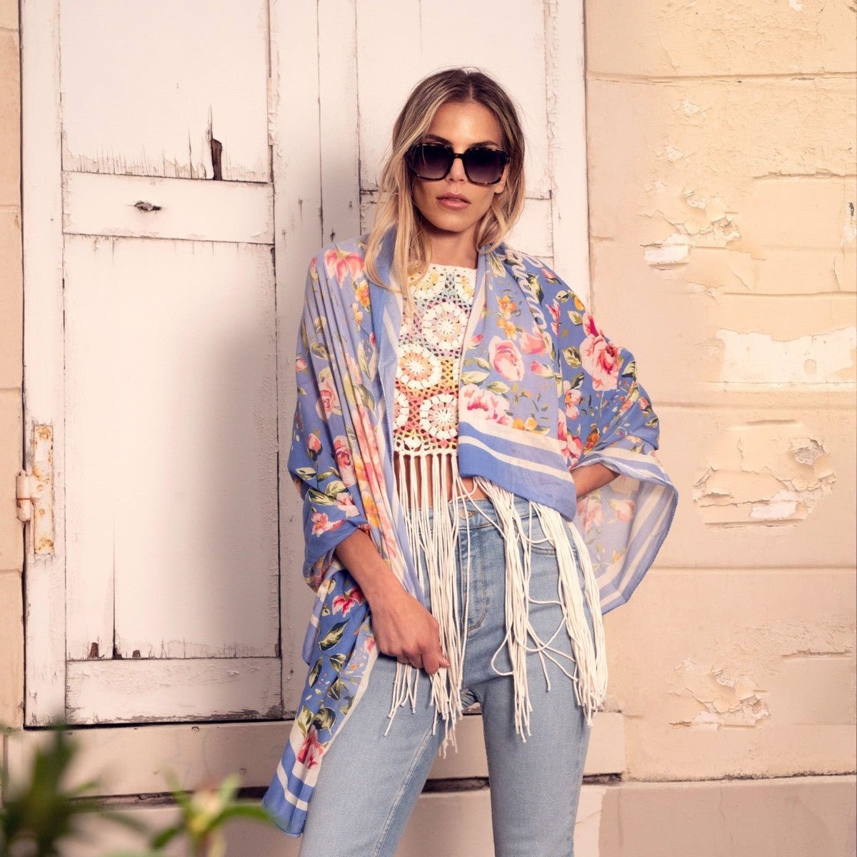 PAREO FLOWERS BLUE - LOVELY SARONG