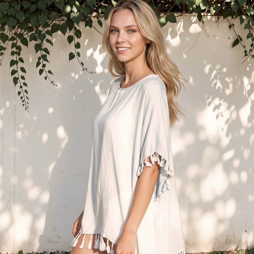 Poncho de plage blanc - LOVELY SARONG
