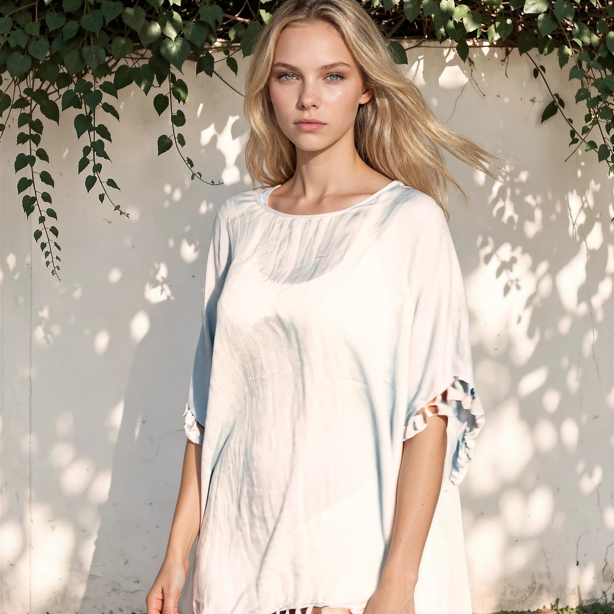 Poncho de plage blanc - LOVELY SARONG