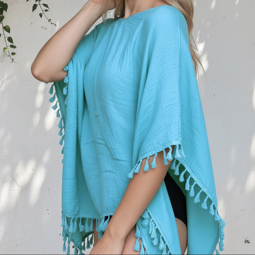 Poncho de plage bleu lagon - LOVELY SARONG